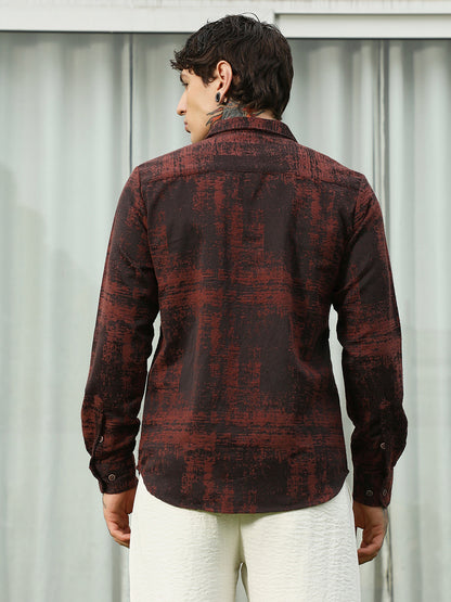 Burgundy Abstract Pattern Full Sleeve Shirt