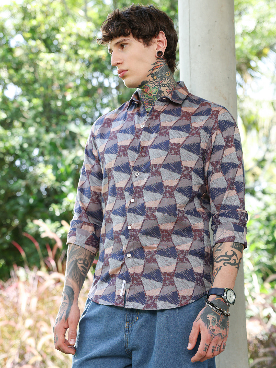 Geo-Abstract Jacquard Shirt