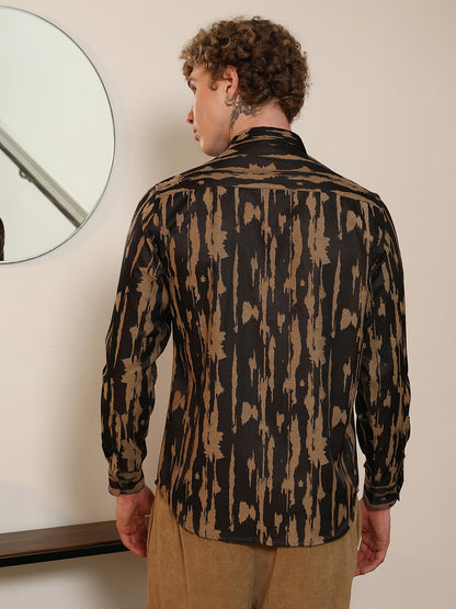 Tailored Fit Abstract Pattern Full Sleeve Shirt