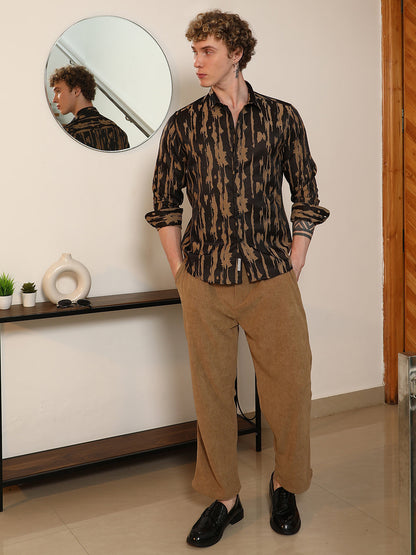 Tailored Fit Abstract Pattern Full Sleeve Shirt