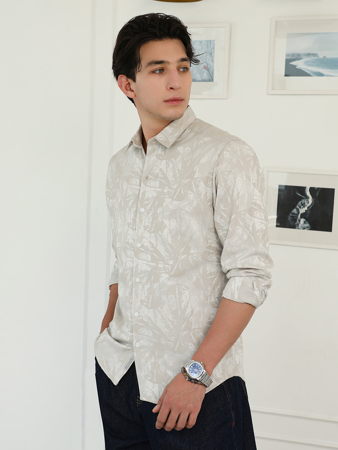 Faded Foliage-Jacquard Shirt