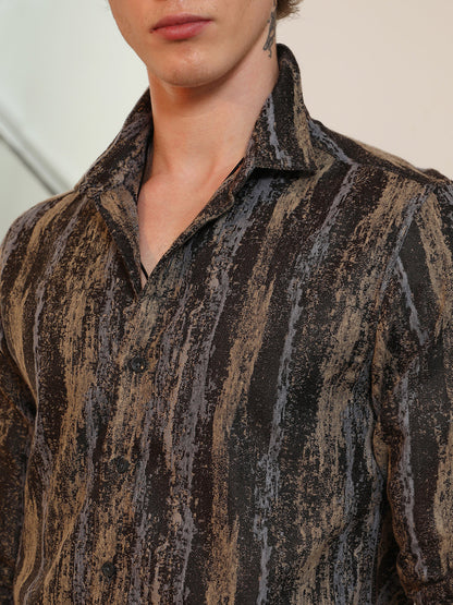 Artistic Striped Cotton-Polyester Blend Shirt
