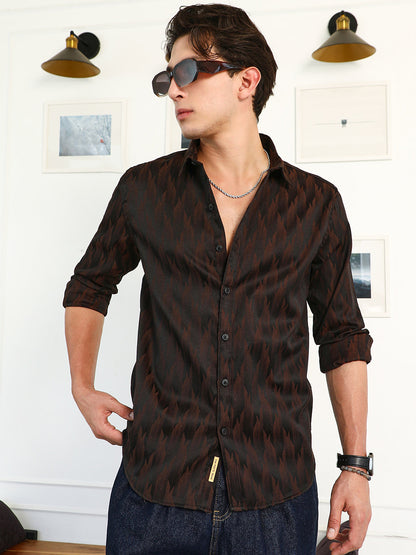 Gradient-Geometric Jacquard Shirt