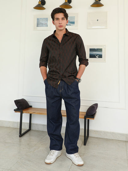 Gradient-Geometric Jacquard Shirt