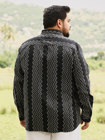 Cloudy-Panel Jacquard Shirt