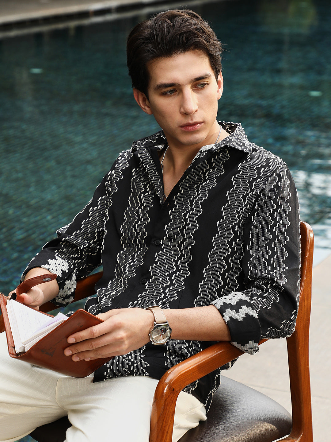 Cloudy-Panel Jacquard Shirt