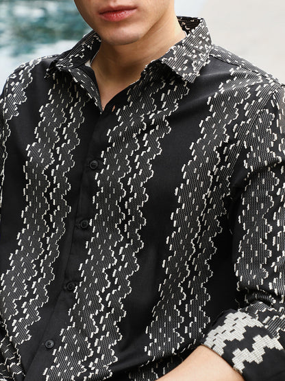 Cloudy-Panel Jacquard Shirt