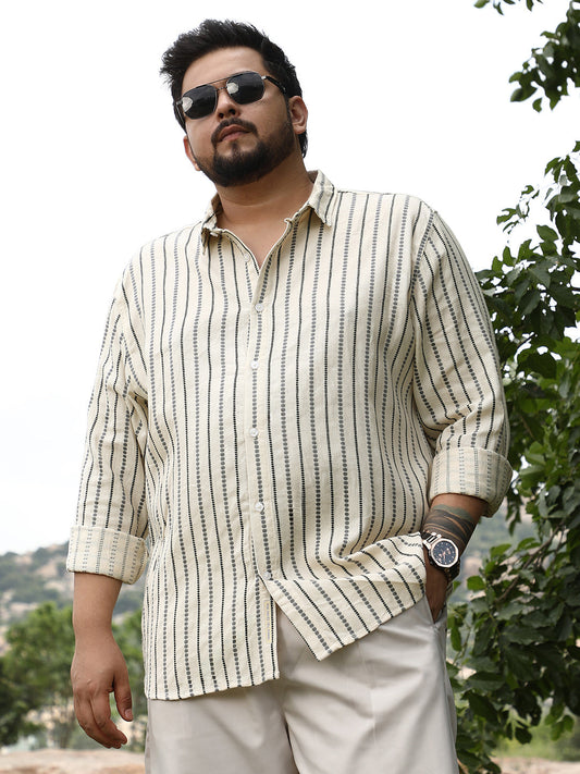 Dotted-Stripe Jacquard Shirt