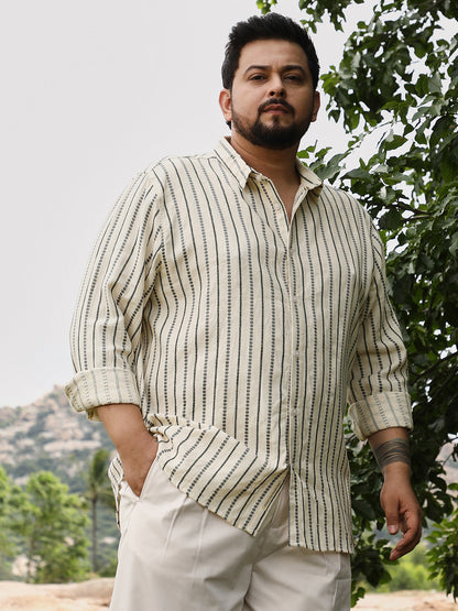 Dotted-Stripe Jacquard Shirt
