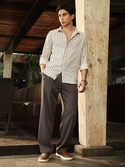 Dotted-Stripe Jacquard Shirt