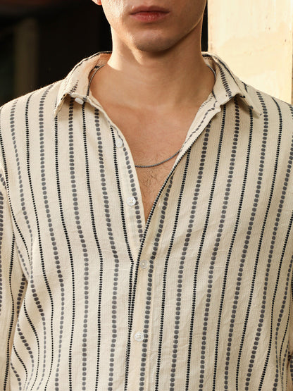 Dotted-Stripe Jacquard Shirt