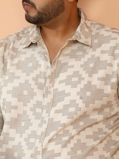 Woven Geoemetric-Steps Shirt