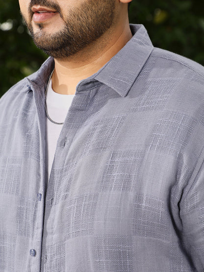 Self-Jacquard Check Shirt
