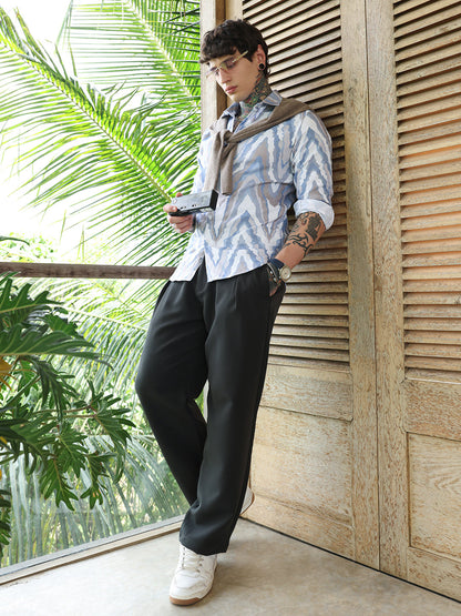 Pastel-Geometric Jacquard Shirt