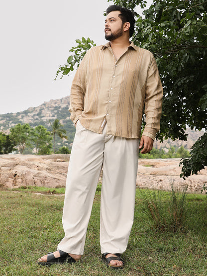 Unbalanced-Striped Jacquard Shirt