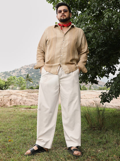 Unbalanced-Striped Jacquard Shirt