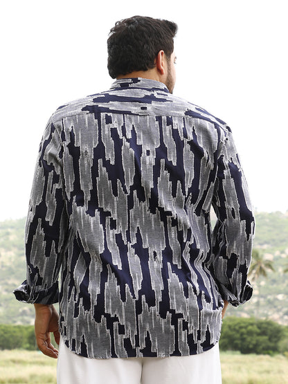 Contrast-Distressed Jacquard Shirt