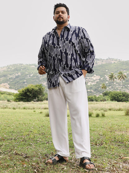 Contrast-Distressed Jacquard Shirt