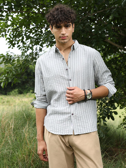 Edgy-Stripe Jacquard Shirt