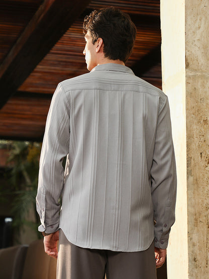 Unbalanced-Sugarcane Textured Shirt