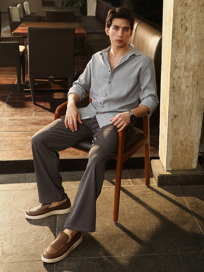 Unbalanced-Sugarcane Textured Shirt