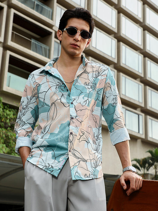 Botanical-Outline Imprint Shirt