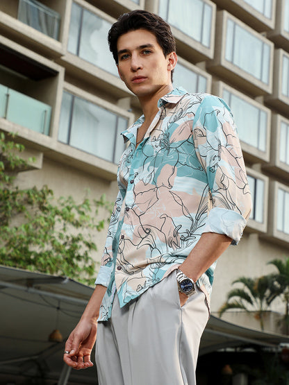 Botanical-Outline Imprint Shirt