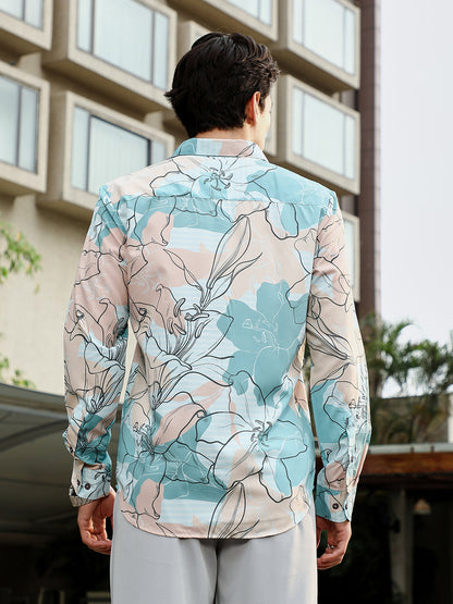 Botanical-Outline Imprint Shirt