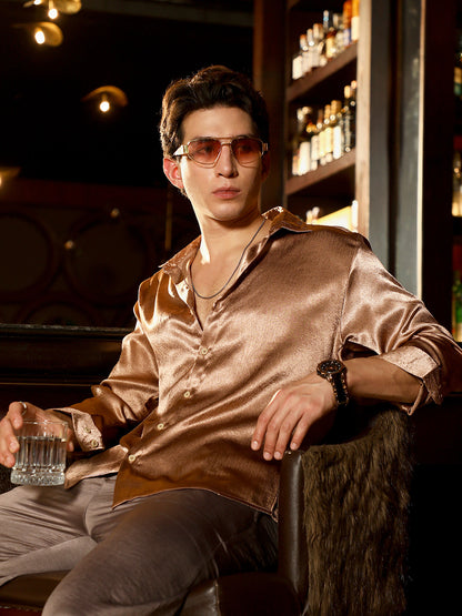 Gleaming Crushed-Satin Shirt