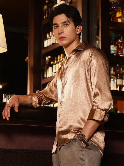 Gleaming Crushed-Satin Shirt