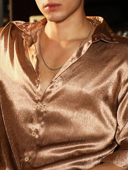 Gleaming Crushed-Satin Shirt