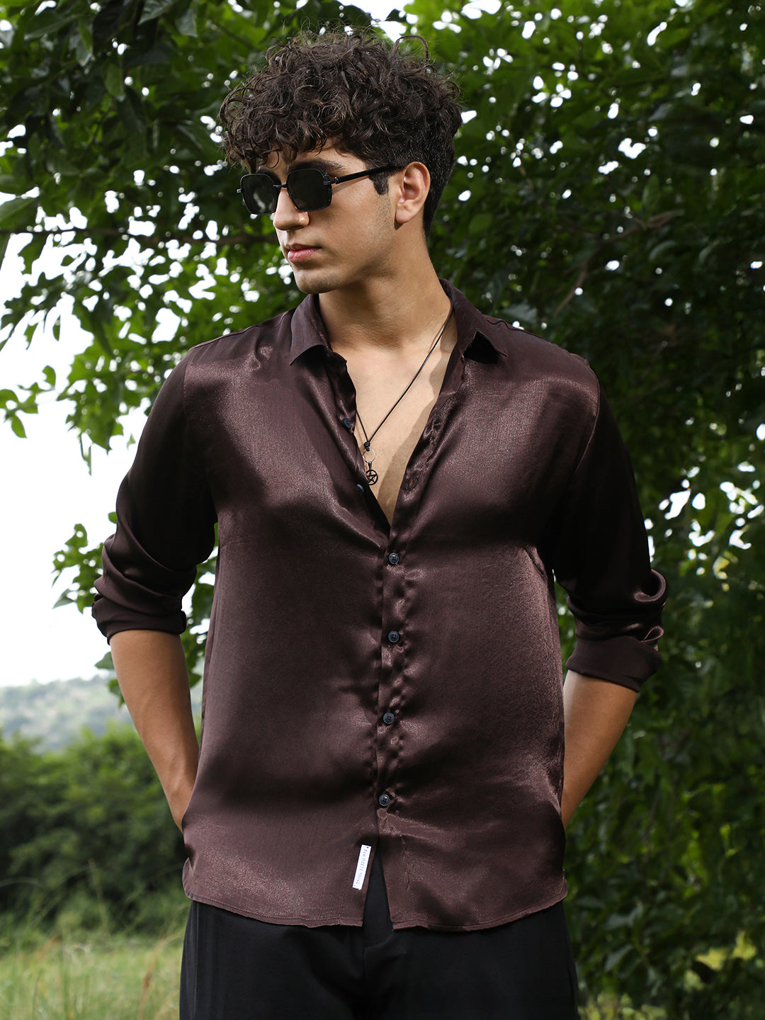 Gleaming Crushed-Satin Shirt