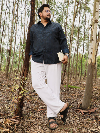 Contrast-Streaks Jacquard Shirt