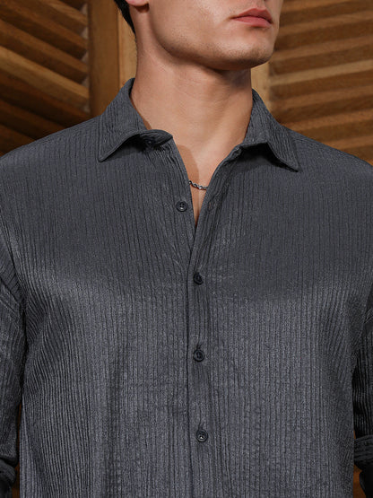 Charcoal Grey Solid Creased Shirt