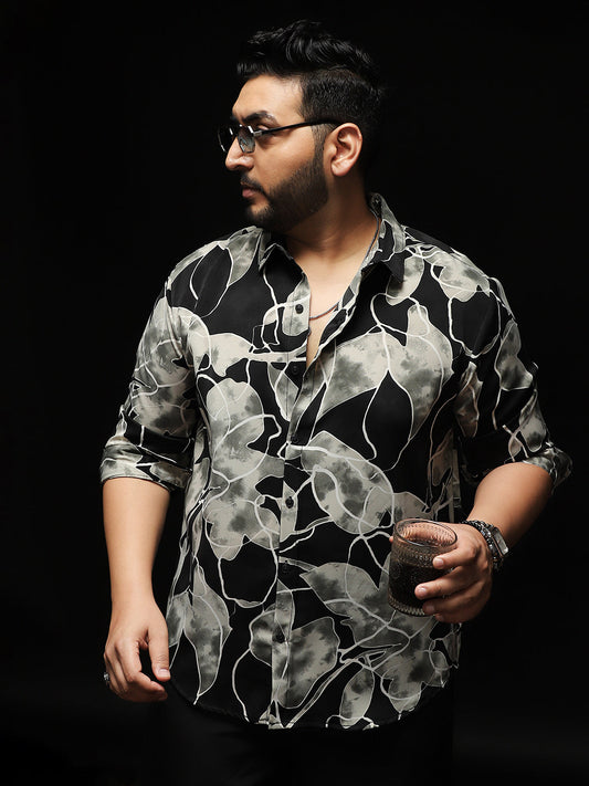 Artistic-Foliage Lined Imrprint Shirt