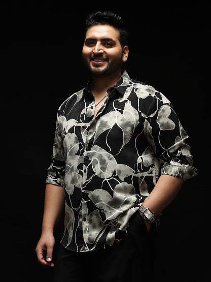 Artistic-Foliage Lined Imrprint Shirt