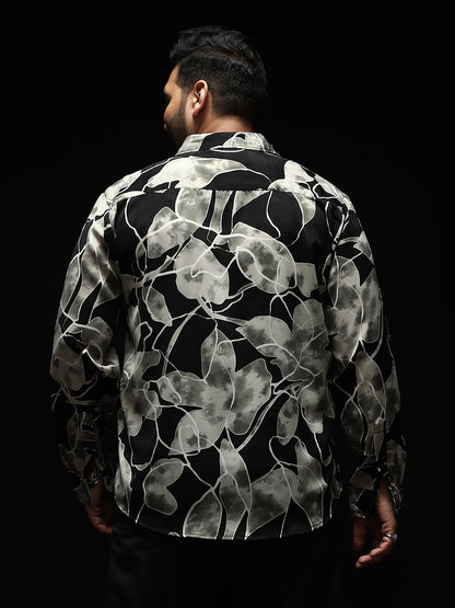 Artistic-Foliage Lined Imrprint Shirt