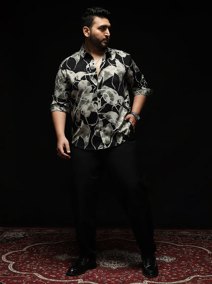 Artistic-Foliage Lined Imrprint Shirt