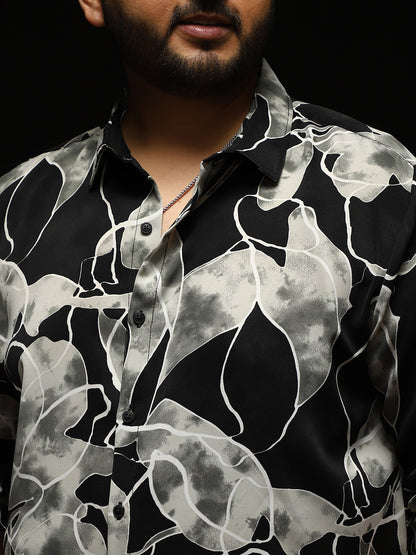 Artistic-Foliage Lined Imrprint Shirt