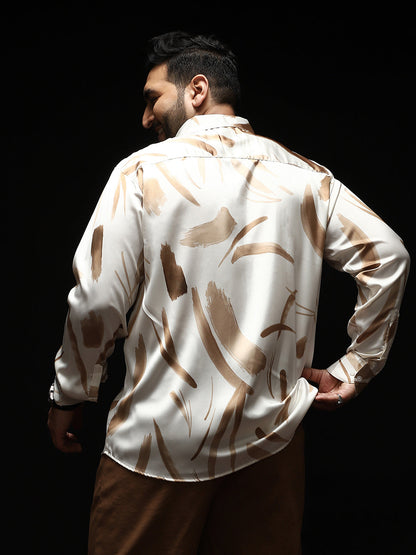 Contrast-Strokes Imprint Shirt