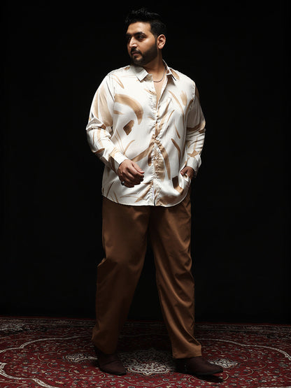 Contrast-Strokes Imprint Shirt