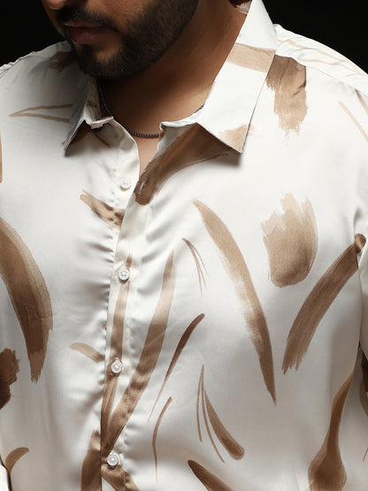 Contrast-Strokes Imprint Shirt