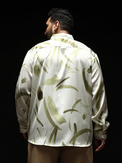 Contrast-Strokes Imprint Shirt