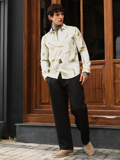 Contrast-Strokes Imprint Shirt