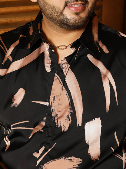 Contrast-Strokes Imprint Shirt