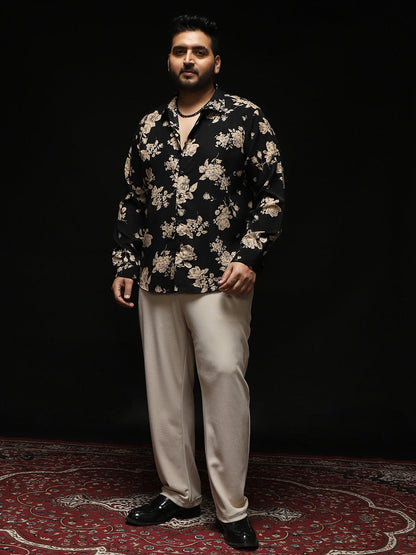 Contrast-Roses Imprint Shirt