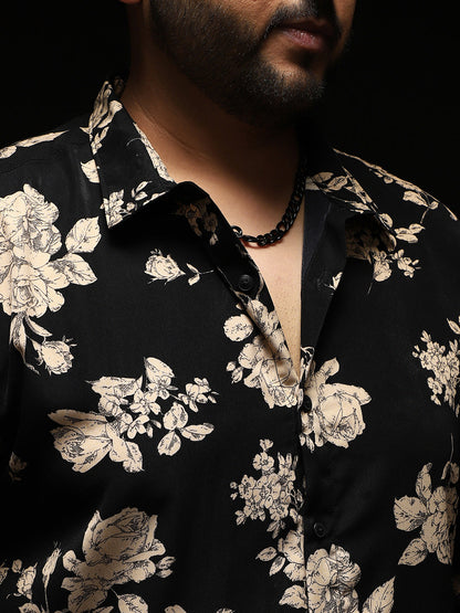 Contrast-Roses Imprint Shirt