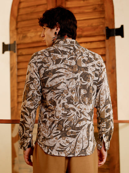 Floral-Block Imprint Shirt