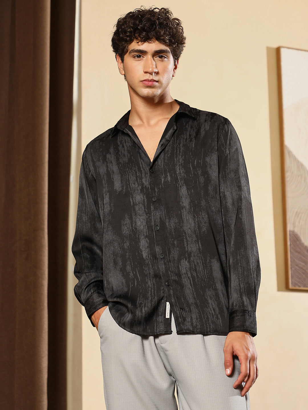 Gleaming-Grazed Satin Shirt