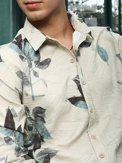 Imprinted Foliage Textured Shirt